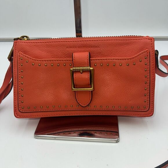 Aimee Kestenberg Handbags - Aimee Kestenberg Orange Leather Three Compartment Crossbody